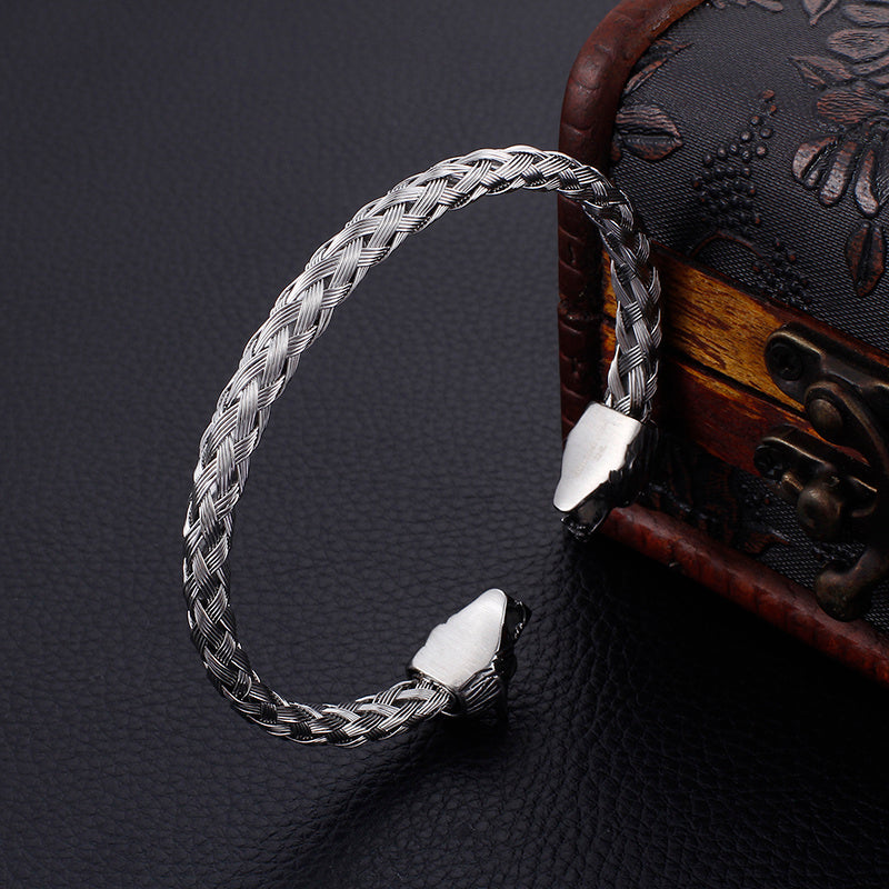Stainless Steel Skull Braided Bracelet