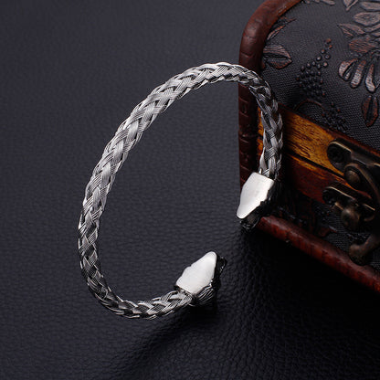 Stainless Steel Skull Braided Bracelet