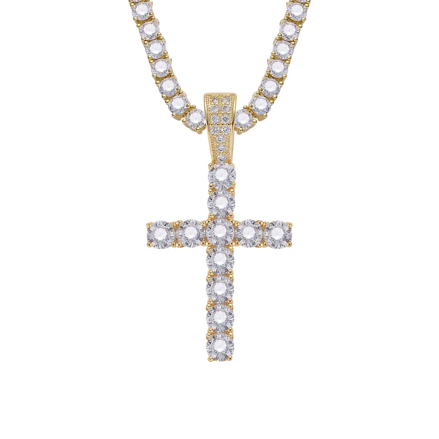 Boutique cross pendant Zircon 4mm Necklace